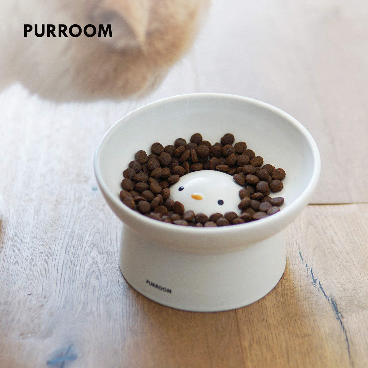 PURROOM Ceramic Slant Mouth Taller Pet Slow Food Bowl