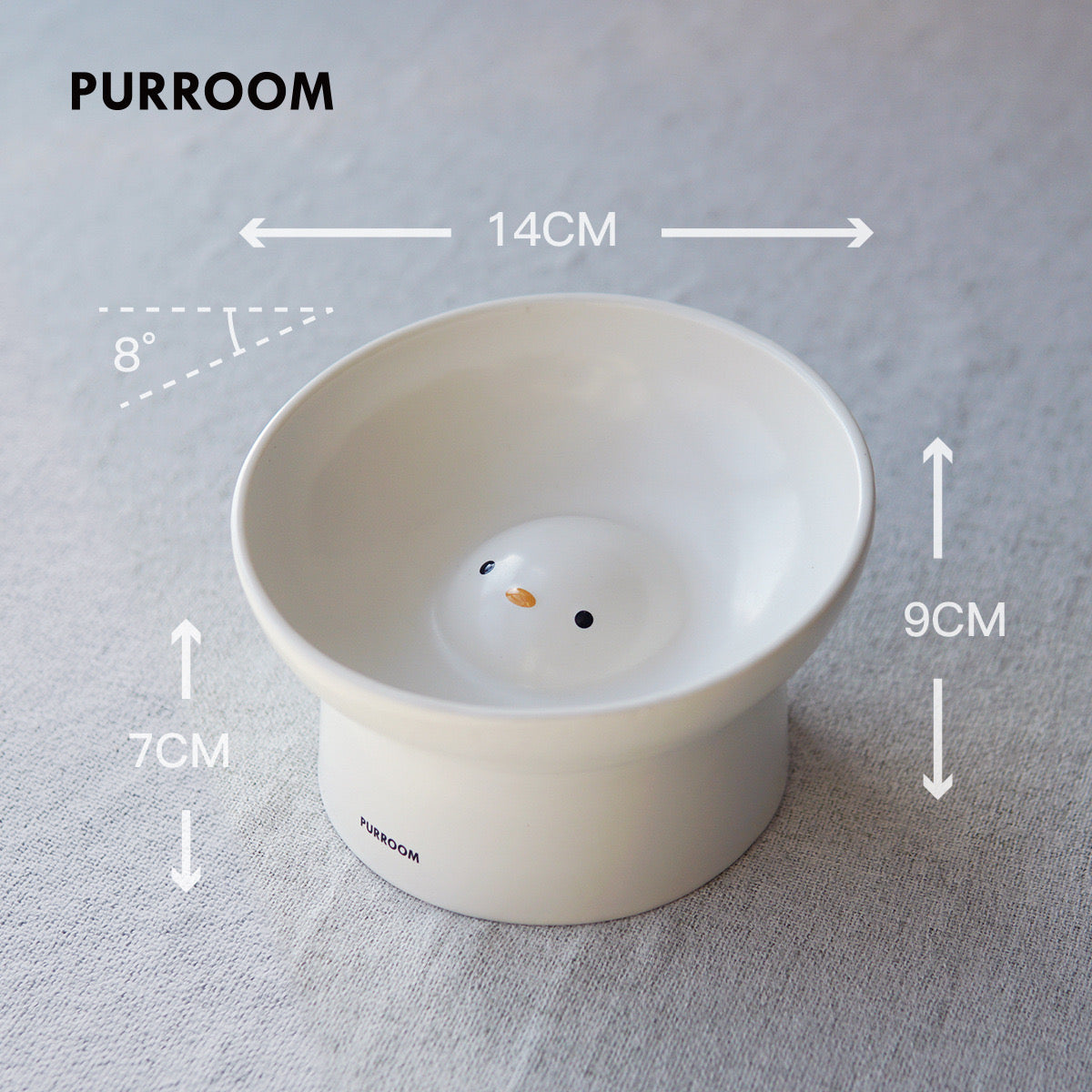 PURROOM Ceramic Slant Mouth Taller Pet Slow Food Bowl